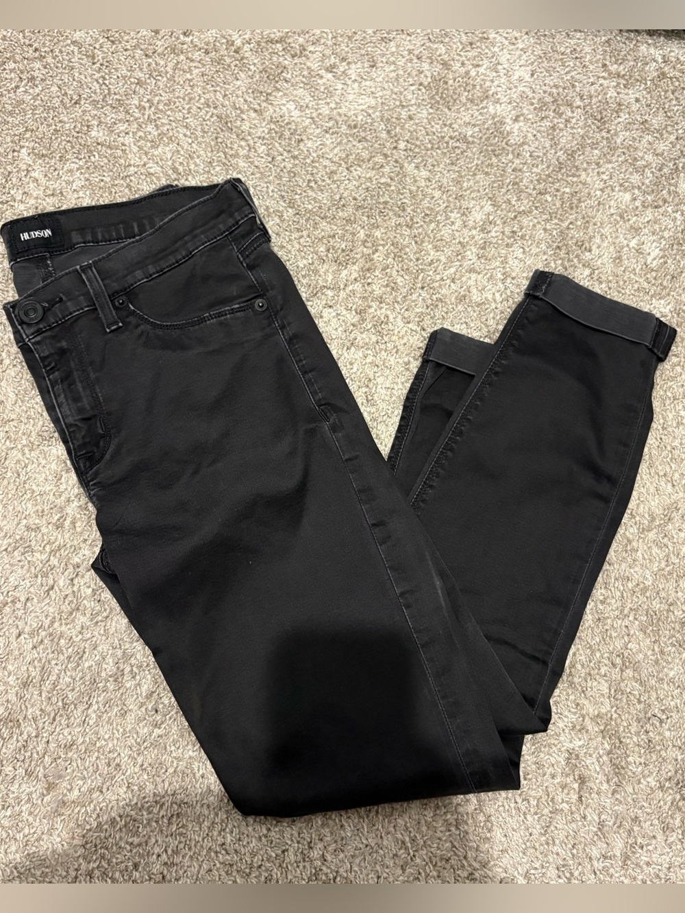 Hudson Black Denim Jeans with Logo Waist Patch